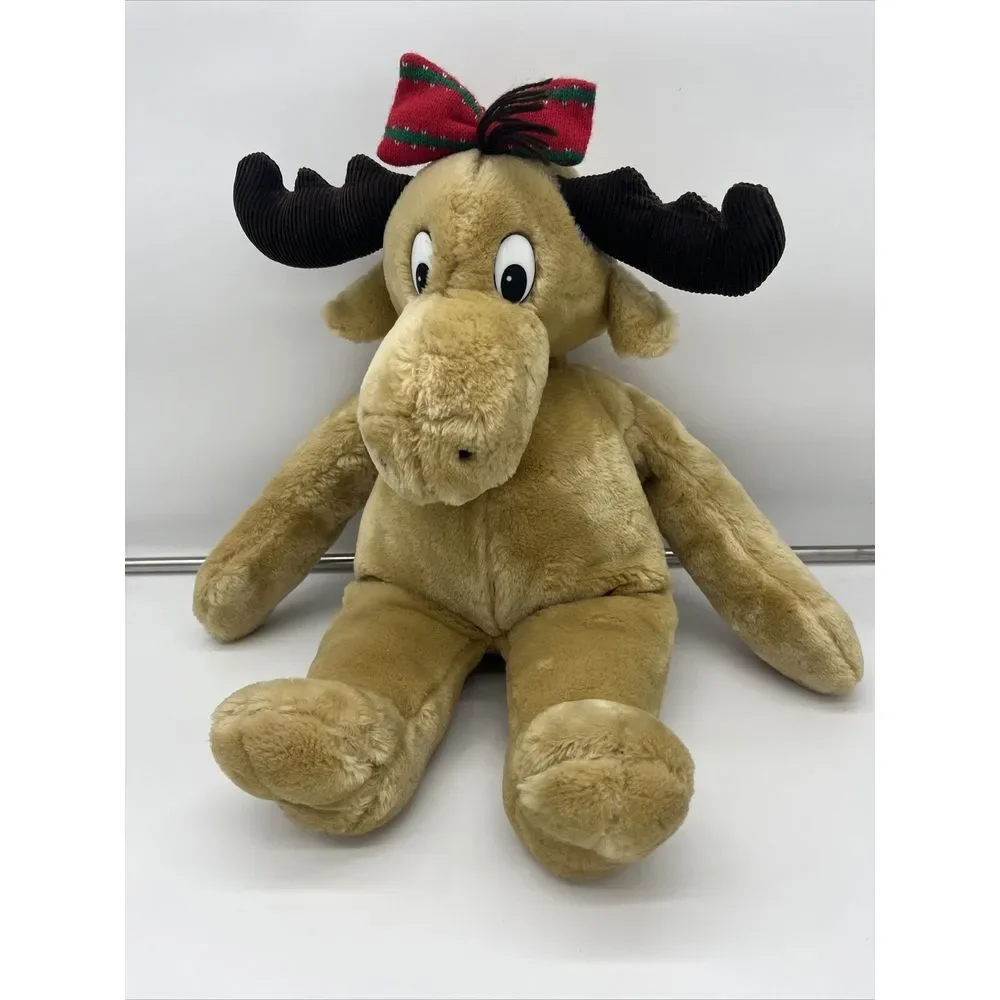 Holly Commonwealth 1987 Christmas‎ Mooseltoe Moose Stuffed Plush Animal Vintage